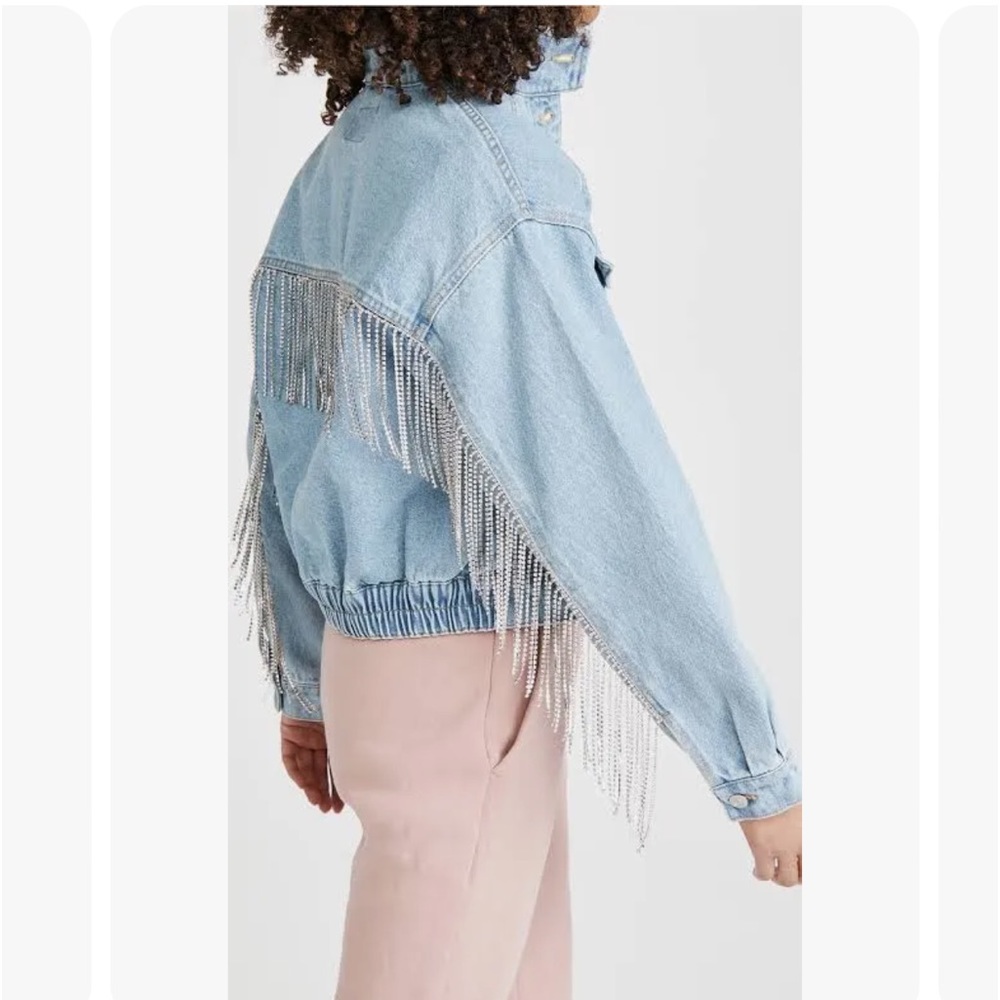 Free People Denim Jacket with detail rhinestones. - Picture 4 of 10